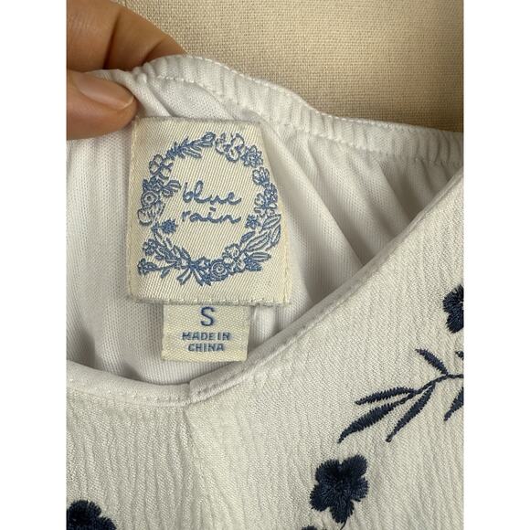 Blue‎ Rain Boho Embroidered Romper Beachy Peasant Summer Festival Size Small - Picture 4 of 5